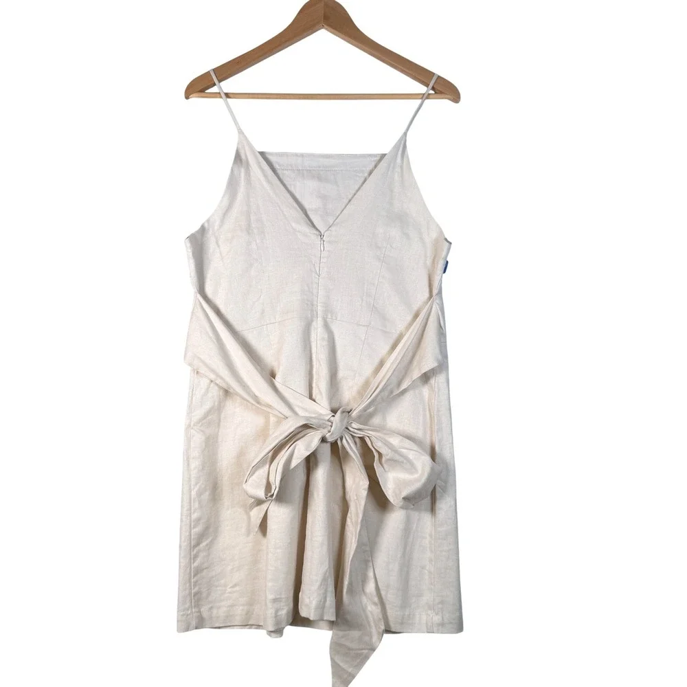 Banana Republic Cream Linen Blend Sleeveless Romper Tie Back Size 10 Womens
